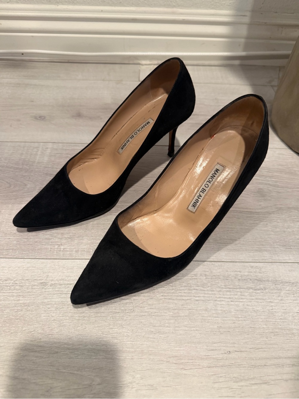 Manolo Blahnik Black Suede Pointed-Toe Pumps - Classic Silhouette